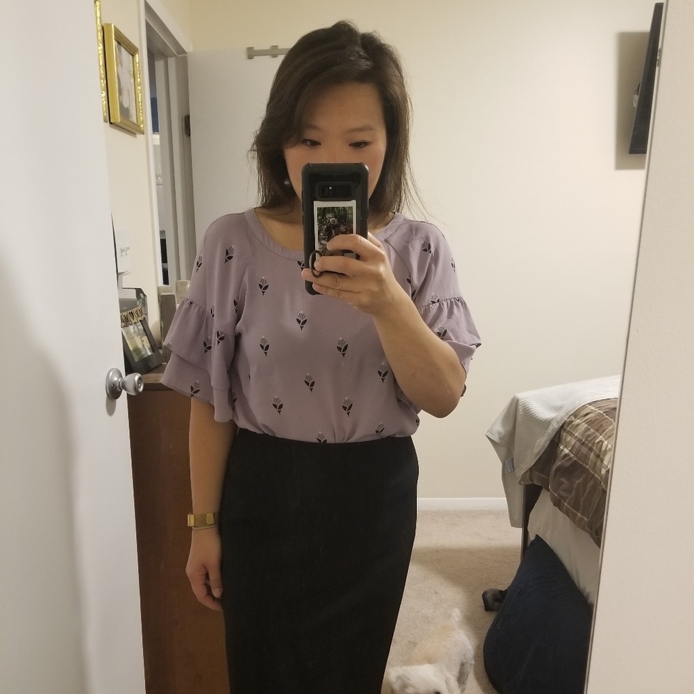 Loft Bell Sleeve Tie Back Blouse